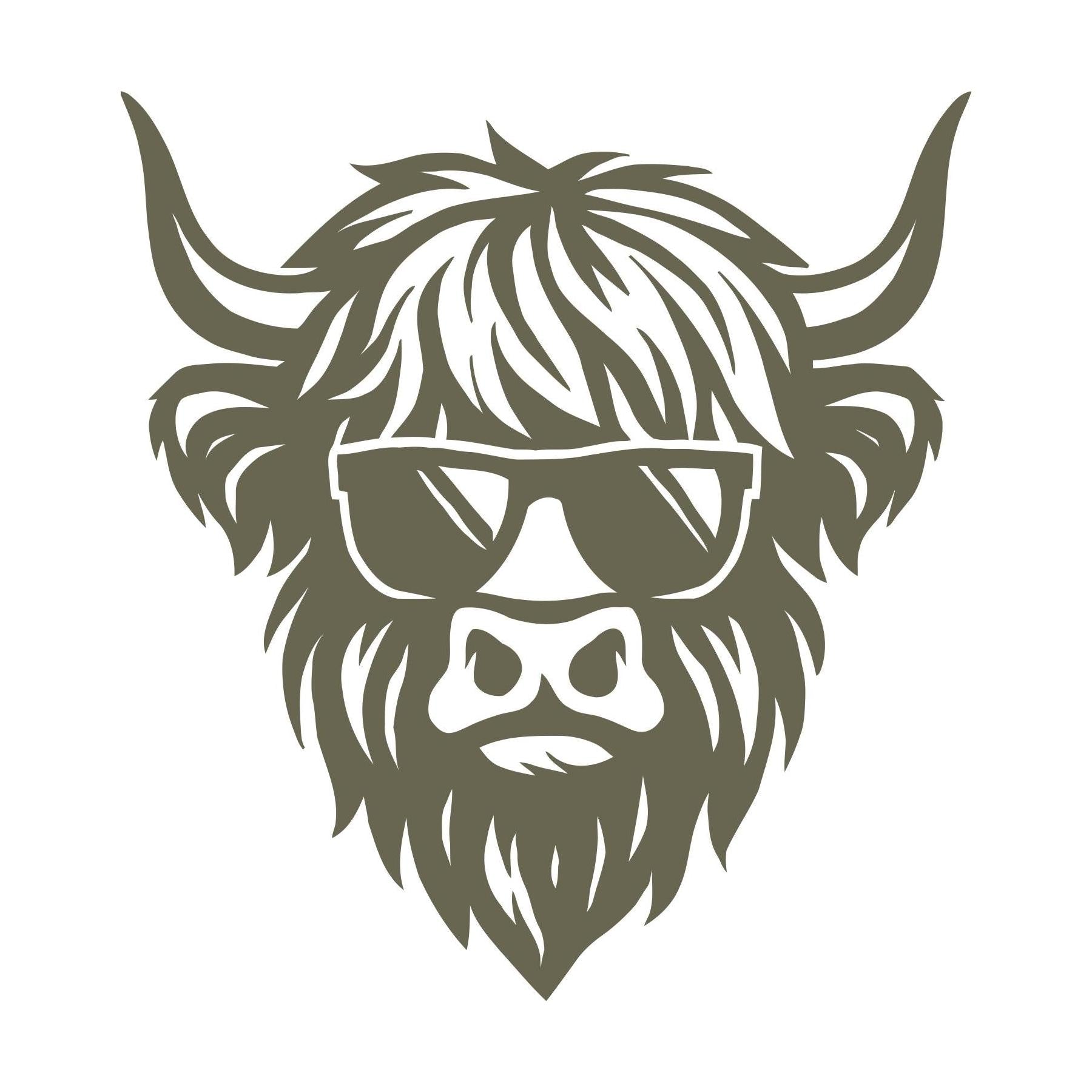 Highland Cow With Sunglasses Delrin Leather Stamp
