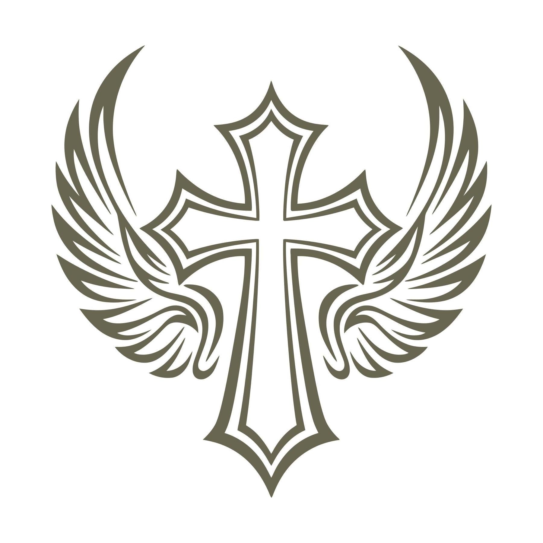 Religious Cross with Wings Delrin Leather Stamp