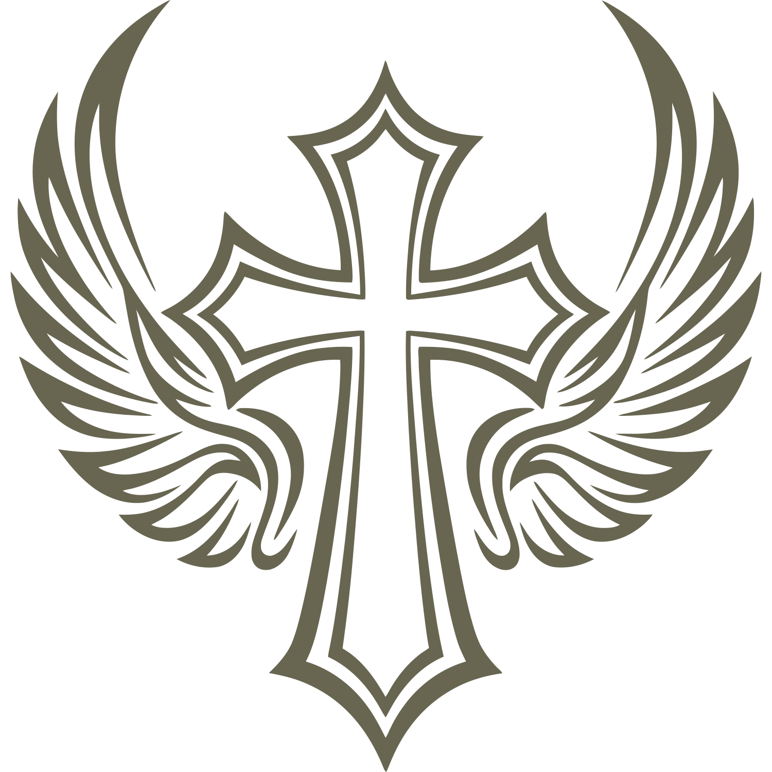 Religious Cross with Wings Delrin Leather Stamp