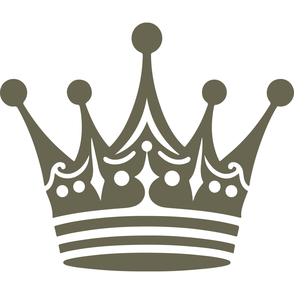Elegant crown design featuring decorative details and symmetrical curves, symbolizing royalty and prestige. A refined and regal illustration perfect for leather stamping.