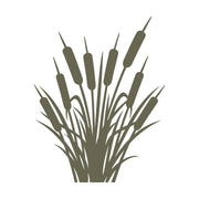 Delrin leather stamp featuring a bundle of tall cattails with long stems and slender leaves—ideal for adding rustic, wetland-inspired details to journals, wallets, or nature-themed leather pieces.