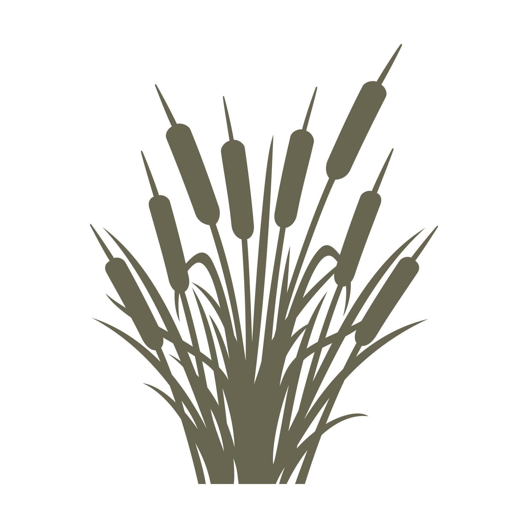Delrin leather stamp featuring a bundle of tall cattails with long stems and slender leaves—ideal for adding rustic, wetland-inspired details to journals, wallets, or nature-themed leather pieces.