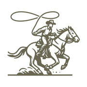 Cowboy roping a horse with sharp dynamic lines, capturing the essence of Western action.