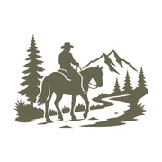 Cowboy Riding on a Mountain Trail Delrin Leather Stamp