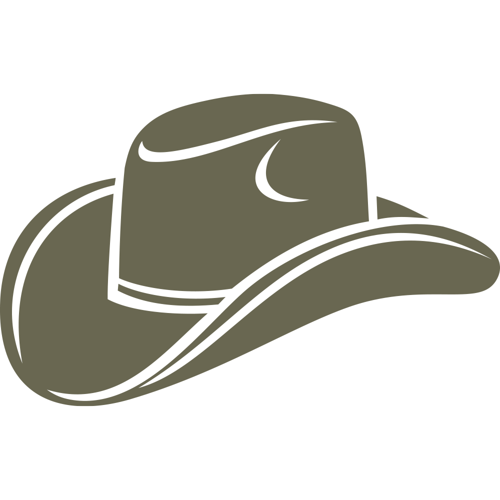 Delrin leather stamp design of a classic cowboy hat with clean curved details.