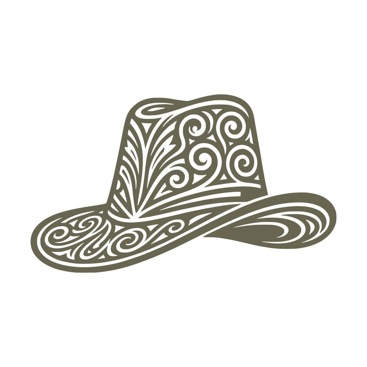 Fancy Cowboy Hat Delrin Leather Stamp