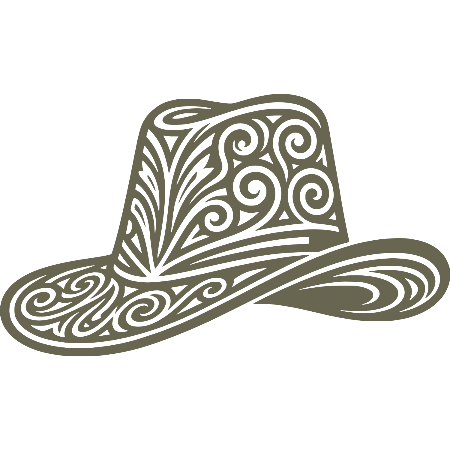 Fancy Cowboy Hat Delrin Leather Stamp