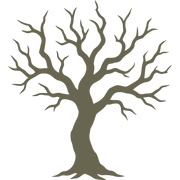 Delrin leather stamp design of a bare tree with twisted, sprawling branches, perfect for nature or Halloween-themed leather projects.