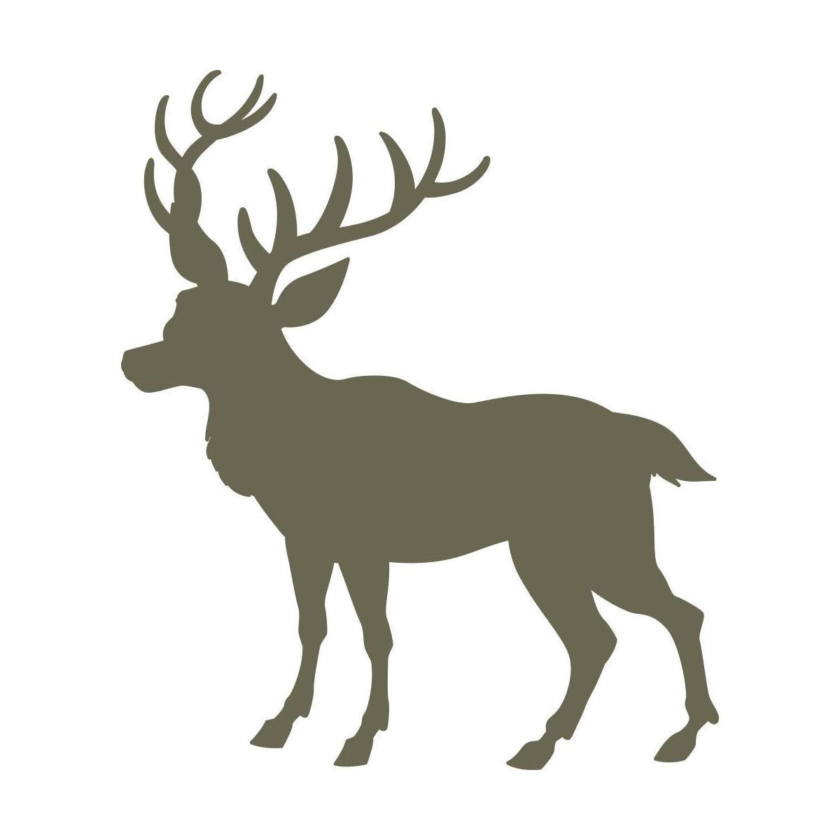 Silhouette illustration of a stag with large branching antlers, designed for use as a Delrin leather stamp.