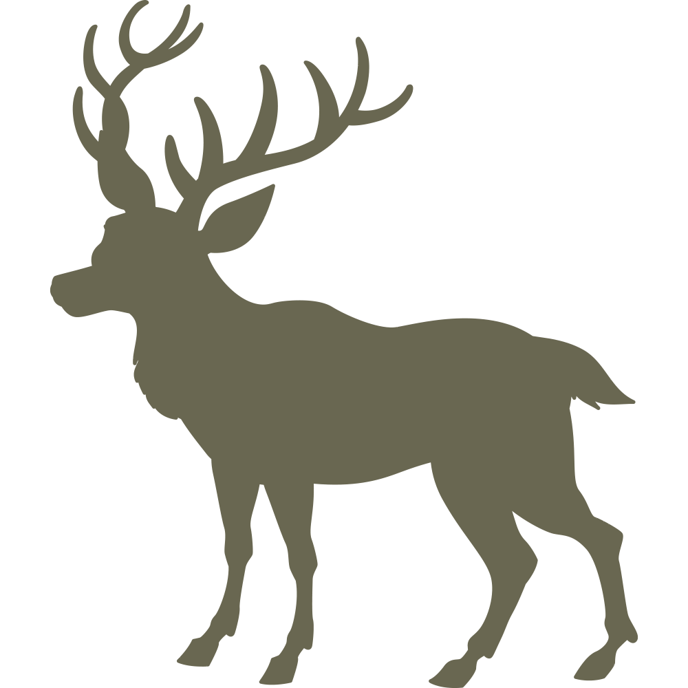 Silhouette illustration of a stag with large branching antlers, designed for use as a Delrin leather stamp.