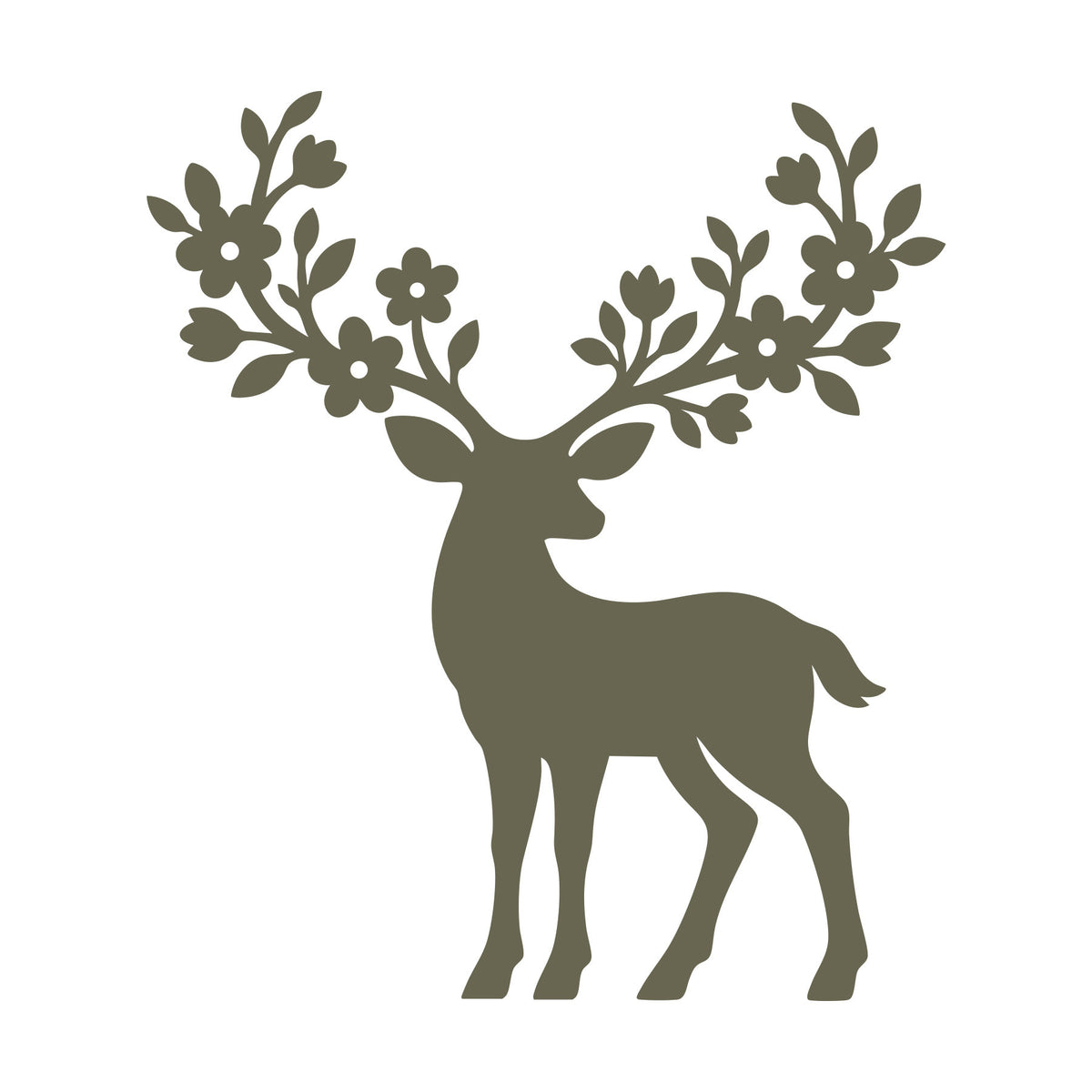 Deer with floral antlers design for a Delrin leather stamp.