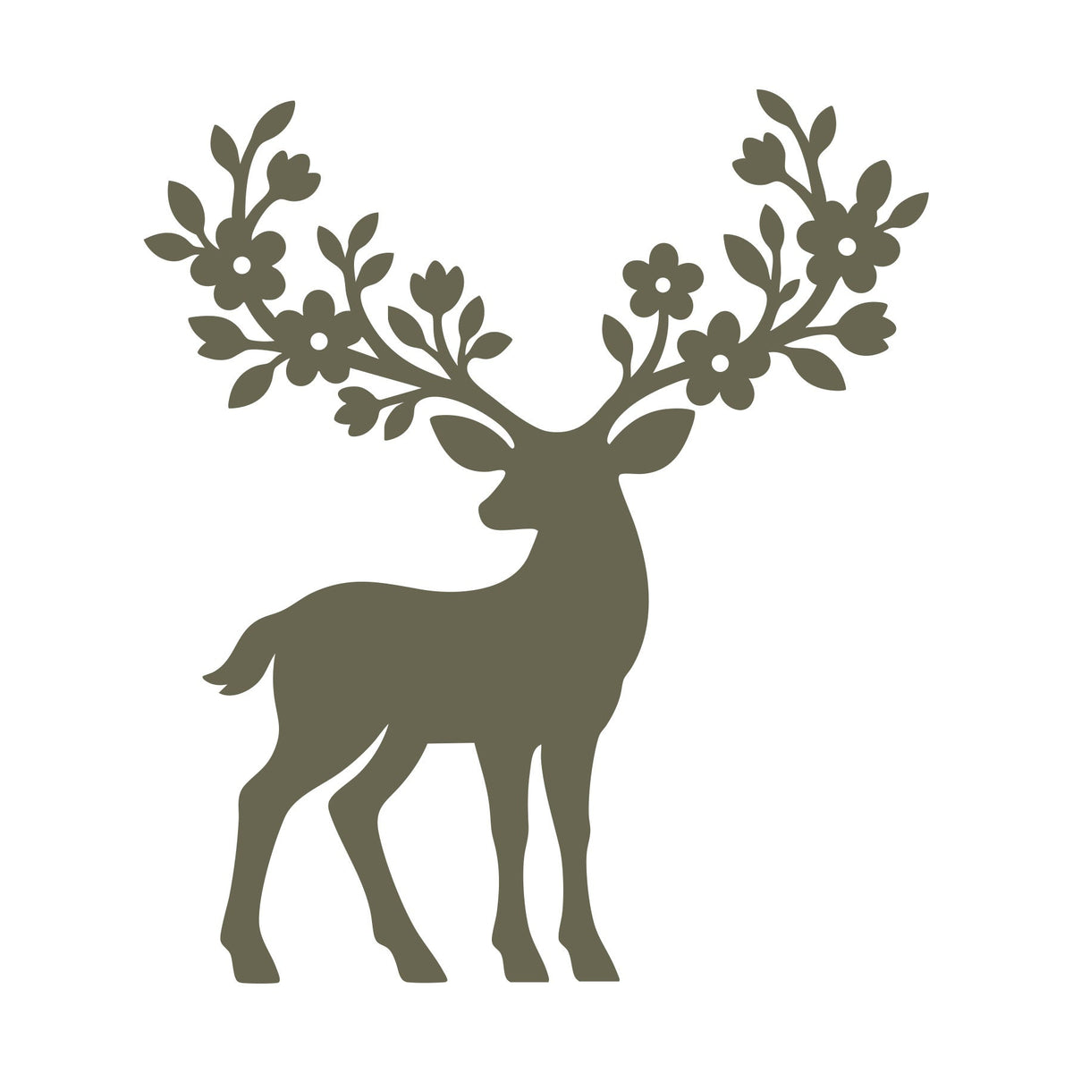 Deer with floral antlers design for a Delrin leather stamp.