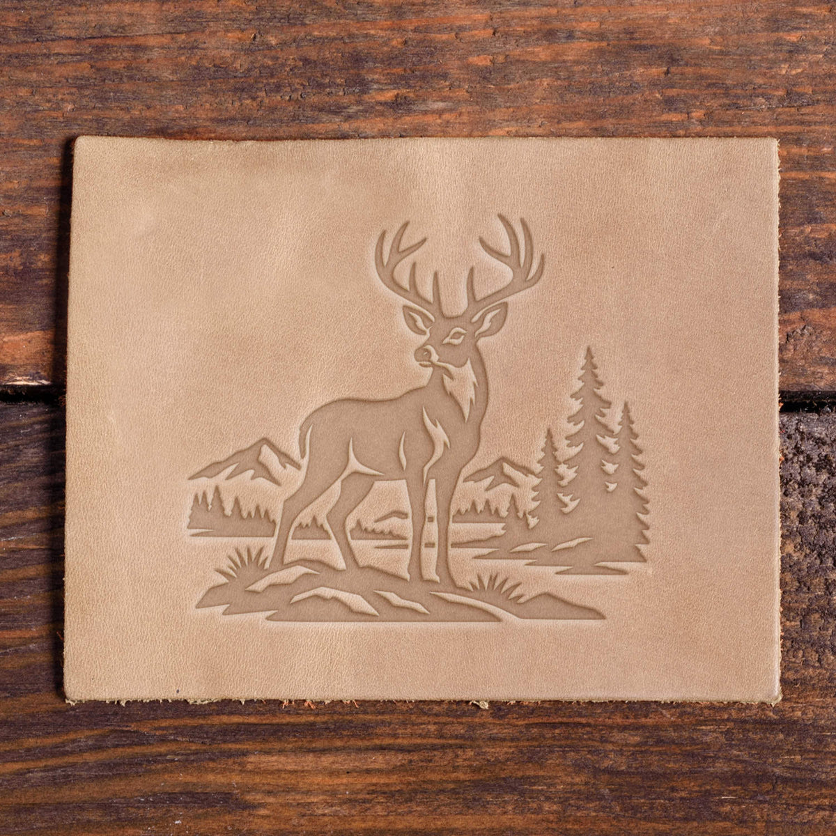 Buck in Mountain Wilderness Delrin Leather Stamp