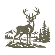 Buck in Mountain Wilderness Delrin Leather Stamp