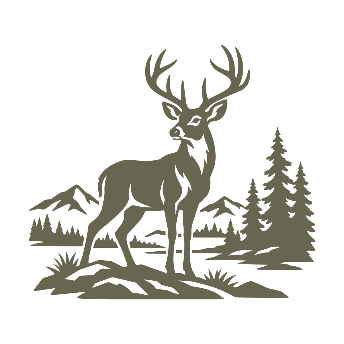 Buck in Mountain Wilderness Delrin Leather Stamp