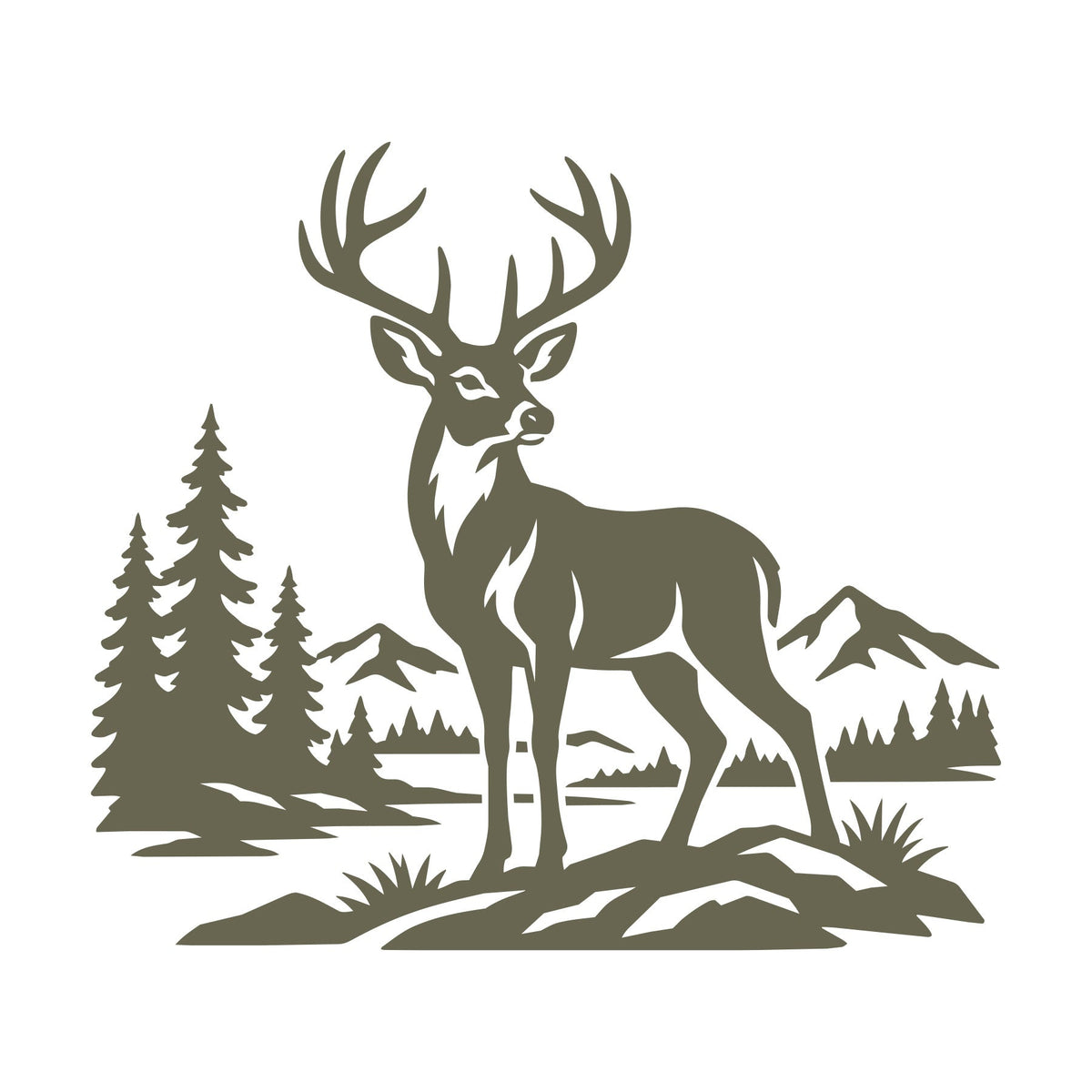 Buck in Mountain Wilderness Delrin Leather Stamp