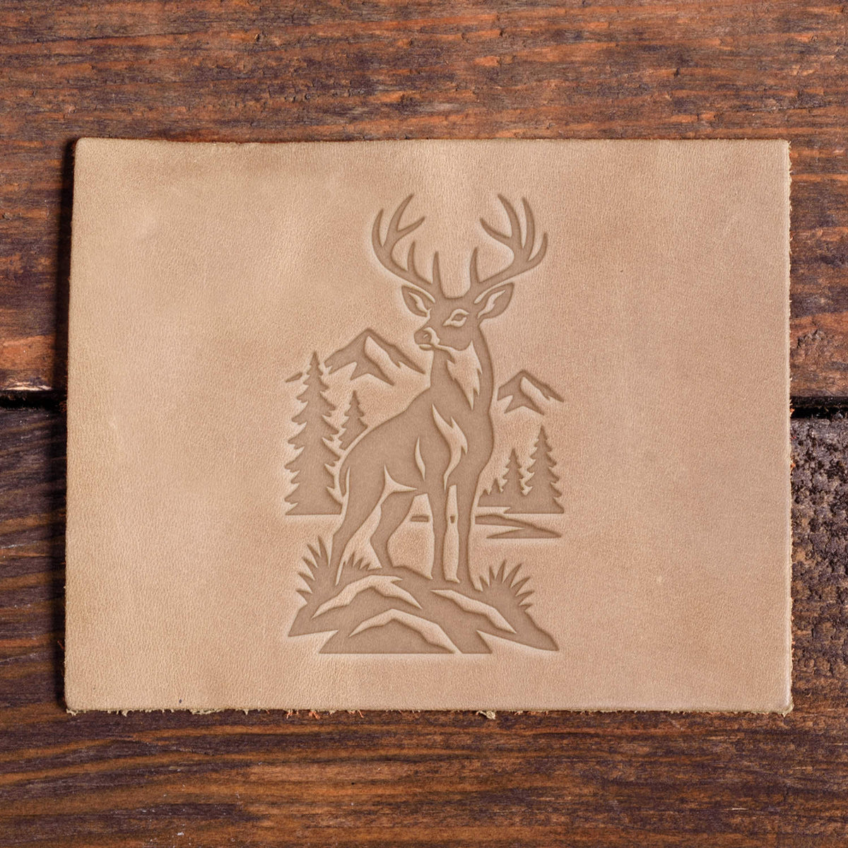 Buck in Mountain Wilderness Delrin Leather Stamp