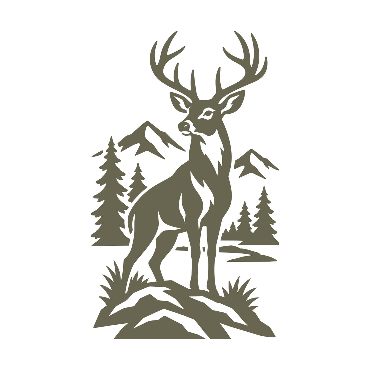 Buck in Mountain Wilderness Delrin Leather Stamp