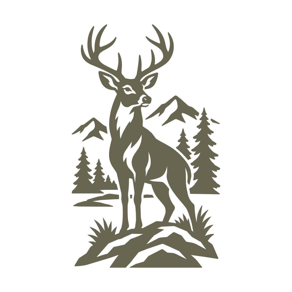 Buck in Mountain Wilderness Delrin Leather Stamp