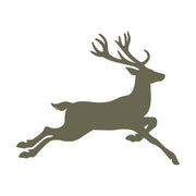 Delrin leather stamp with a leaping deer design, perfect for wildlife-themed leatherworking projects.