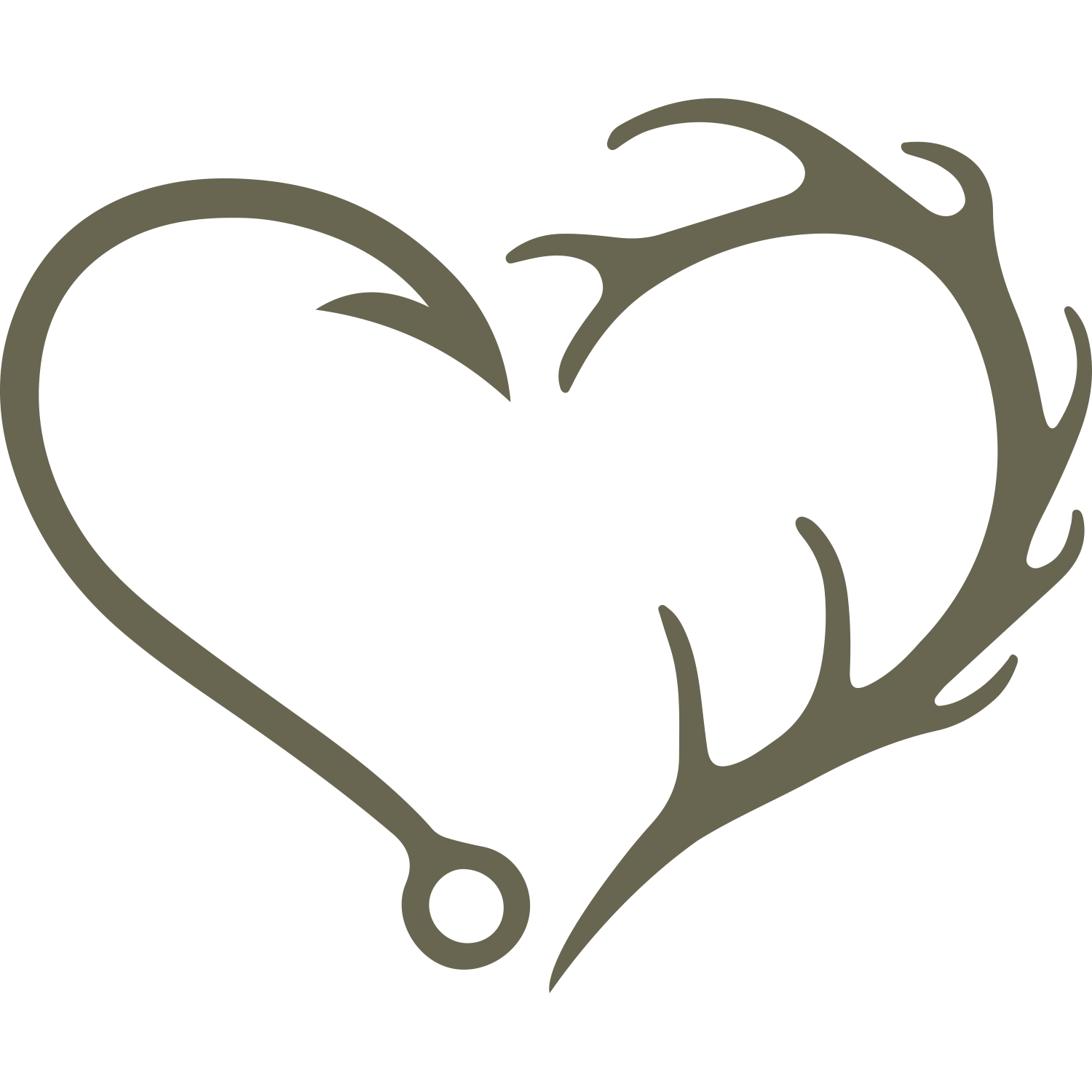 Deer Antlers Fish Hook Heart Delrin Leather Stamp