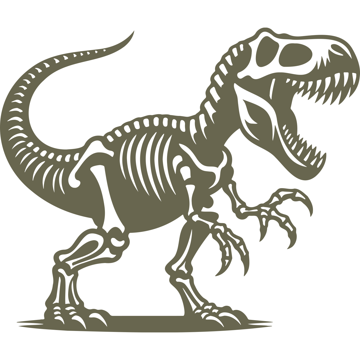 T-Rex skeleton design created for Delrin leather stamping.