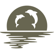 Delrin leather stamp design of two dolphins leaping in front of a setting sun, with rippling water below—ideal for ocean-themed leathercraft, beachy gifts, or nautical projects.