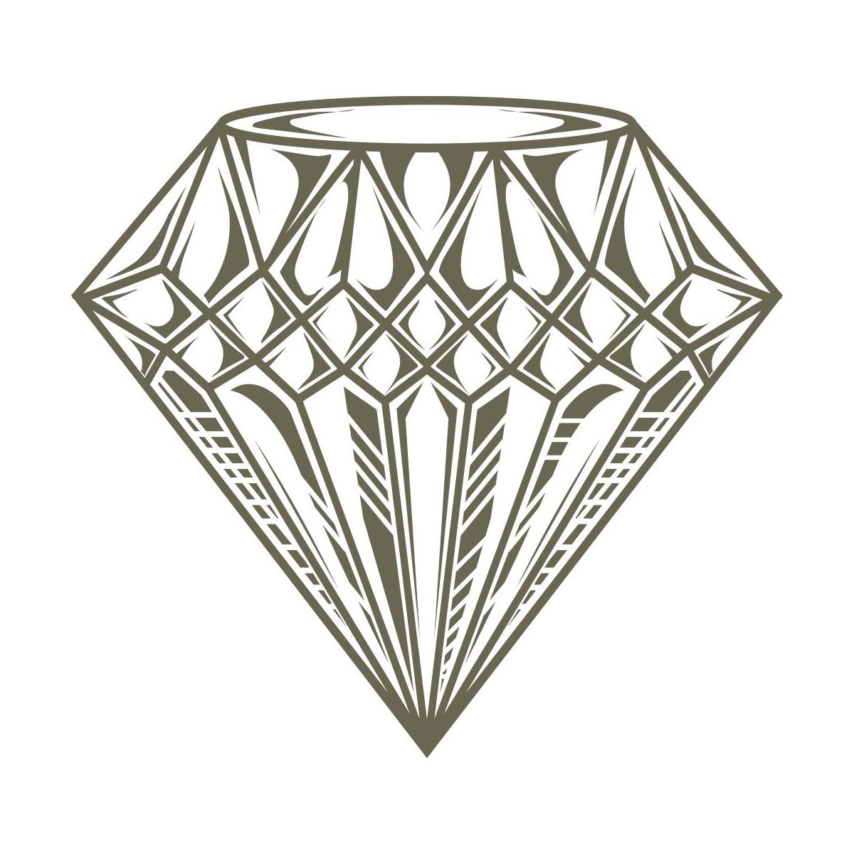 Intricate diamond illustration with sharp, geometric facets, symbolizing luxury and brilliance.