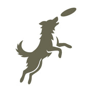 Jumping Dog Frisbee Delrin Leather Stamp