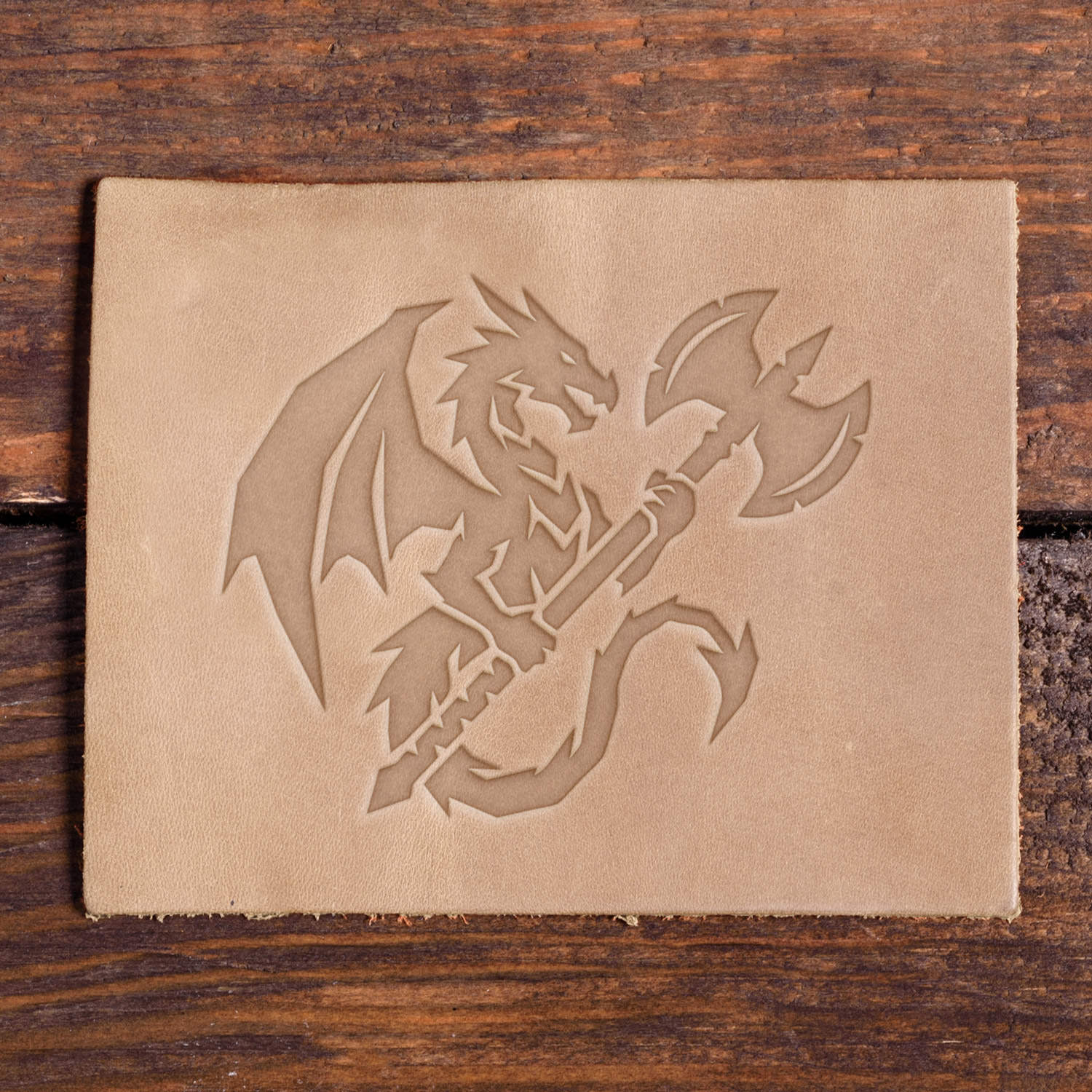 Dragon with Axe Delrin Leather Stamp