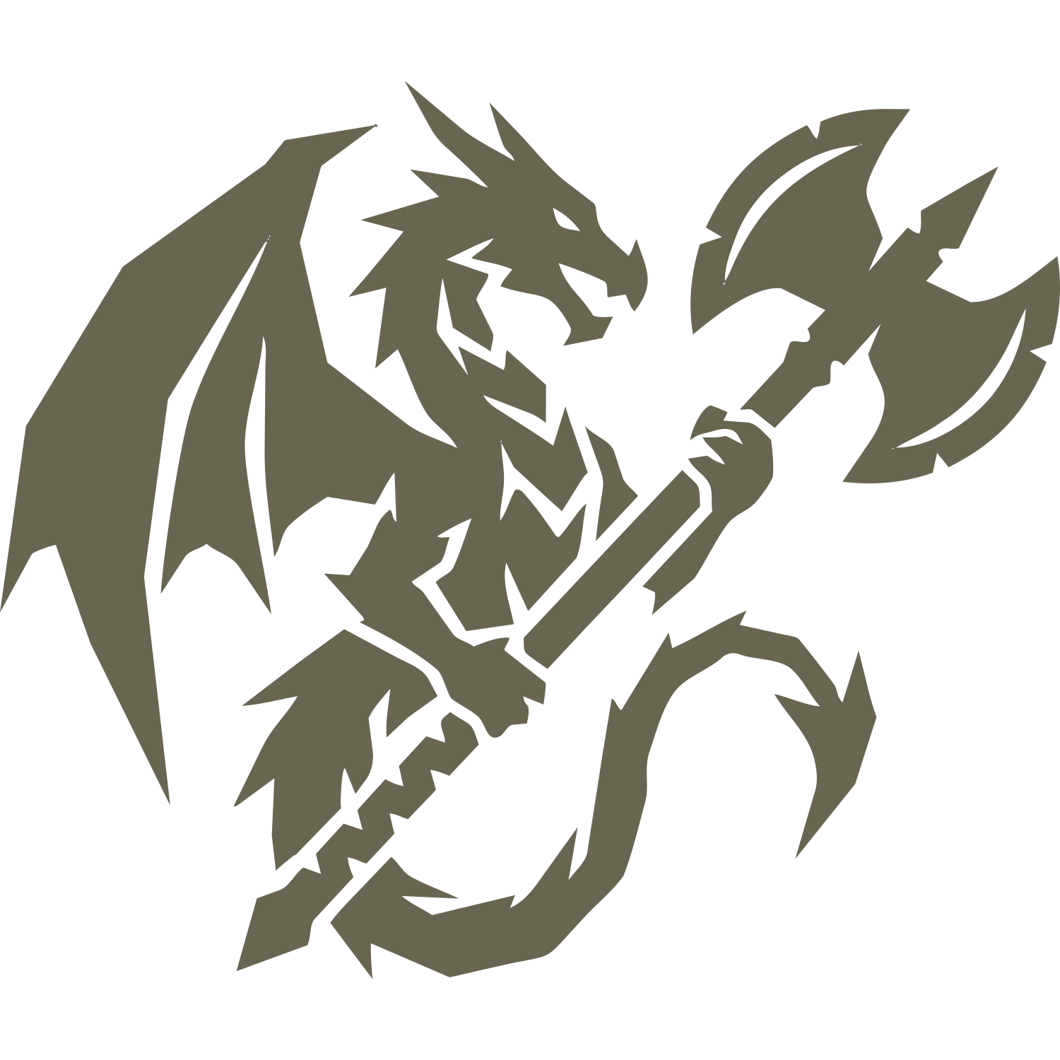 Dragon with Axe Delrin Leather Stamp
