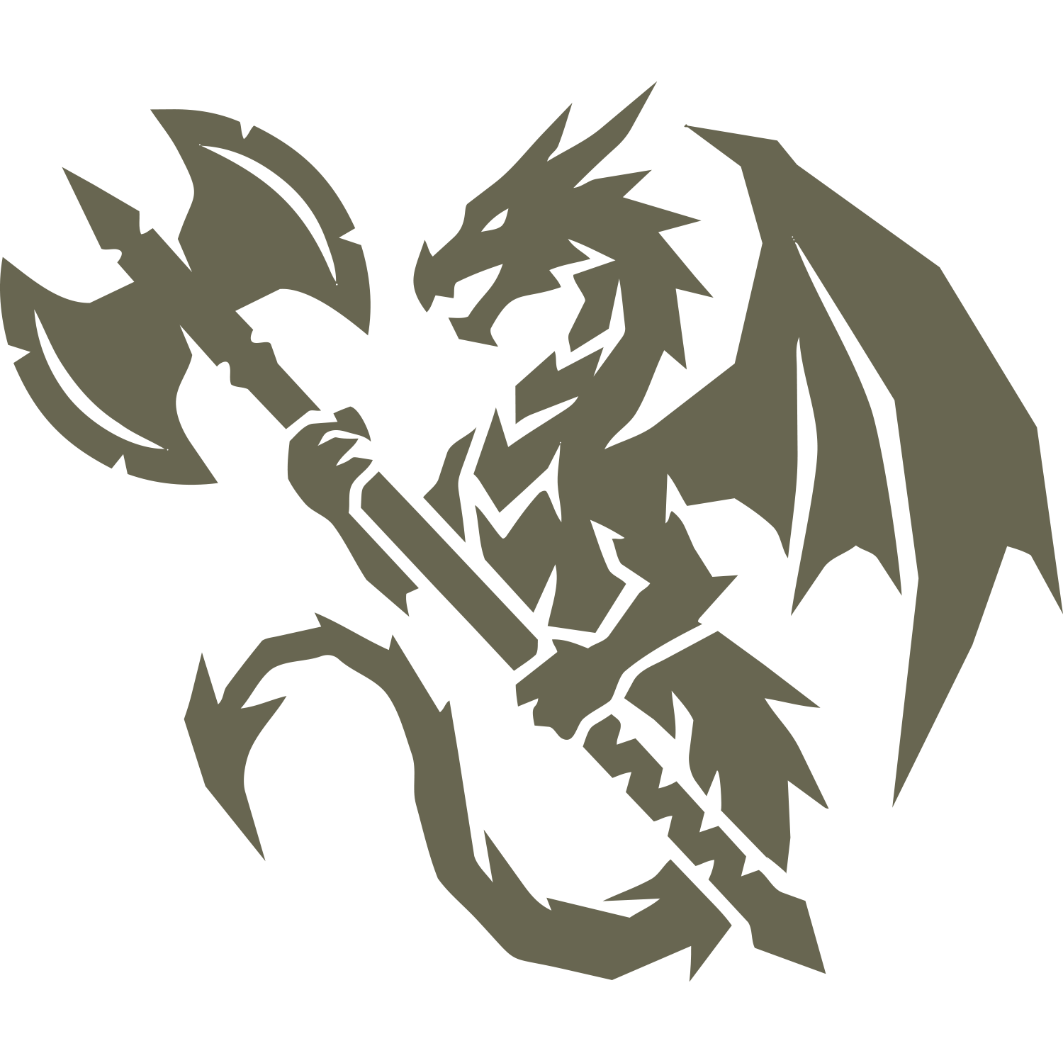 Dragon with Axe Delrin Leather Stamp