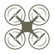 Modern drone silhouette with four rotors and clean lines—great for aviation-themed leather gear or custom pieces for drone enthusiasts.