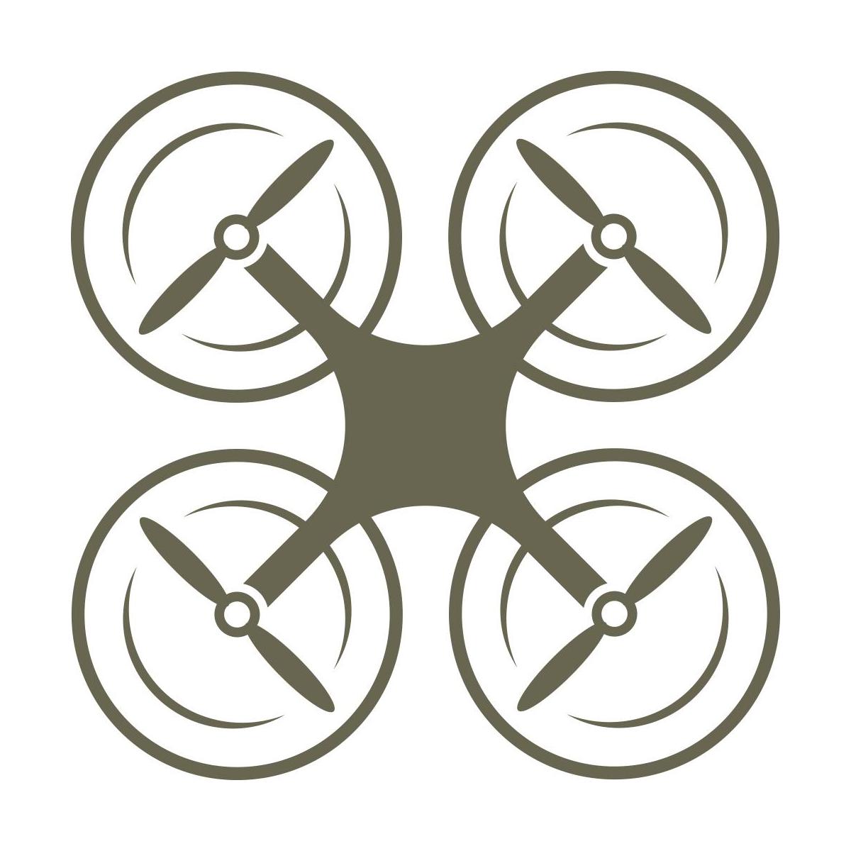 Modern drone silhouette with four rotors and clean lines—great for aviation-themed leather gear or custom pieces for drone enthusiasts.