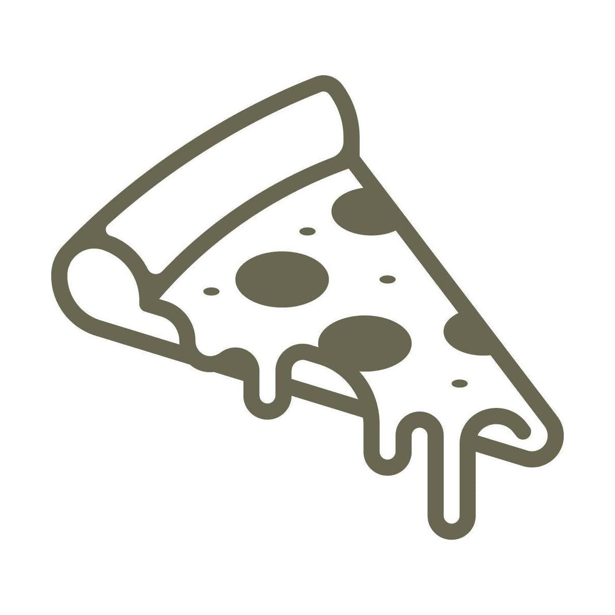 Delrin leather stamp design of a dripping slice of pepperoni pizza, ideal for food-themed leather projects.