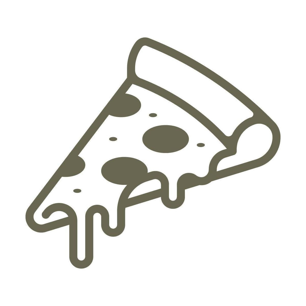Delrin leather stamp design of a dripping slice of pepperoni pizza, ideal for food-themed leather projects.
