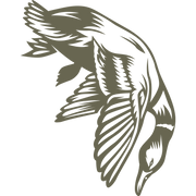 Delrin leather stamp design of a duck falling from the sky after being shot, wings extended and body angled downward—perfect for bird hunting and outdoors-themed leather projects.
