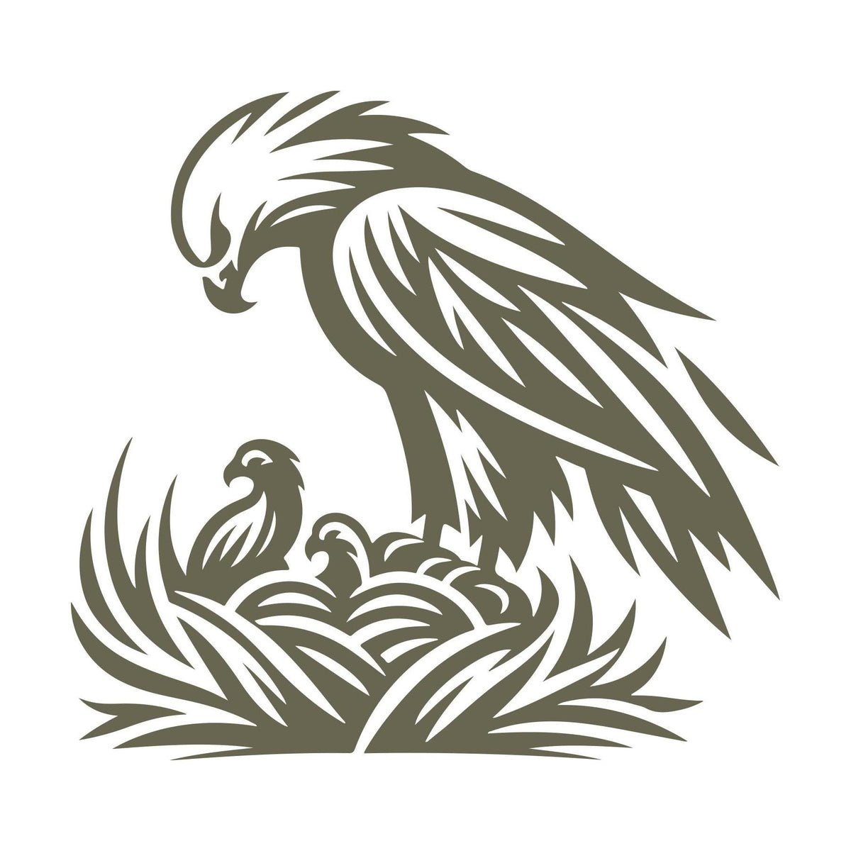 Eagle with Chicks in Nest Delrin Leather Stamp