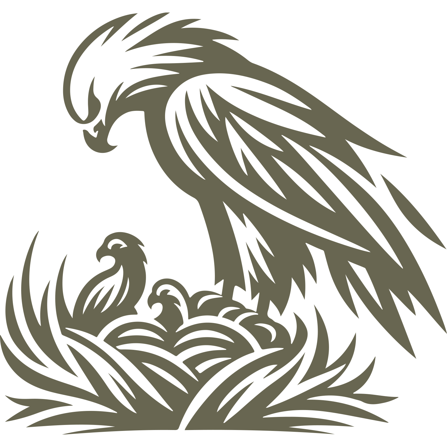 Eagle with Chicks in Nest Delrin Leather Stamp