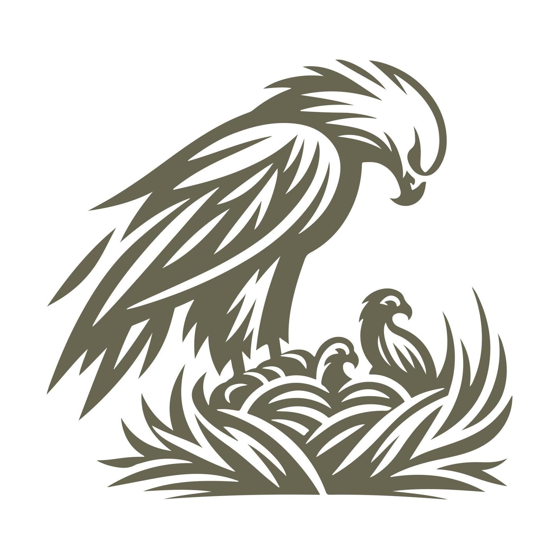 Eagle with Chicks in Nest Delrin Leather Stamp