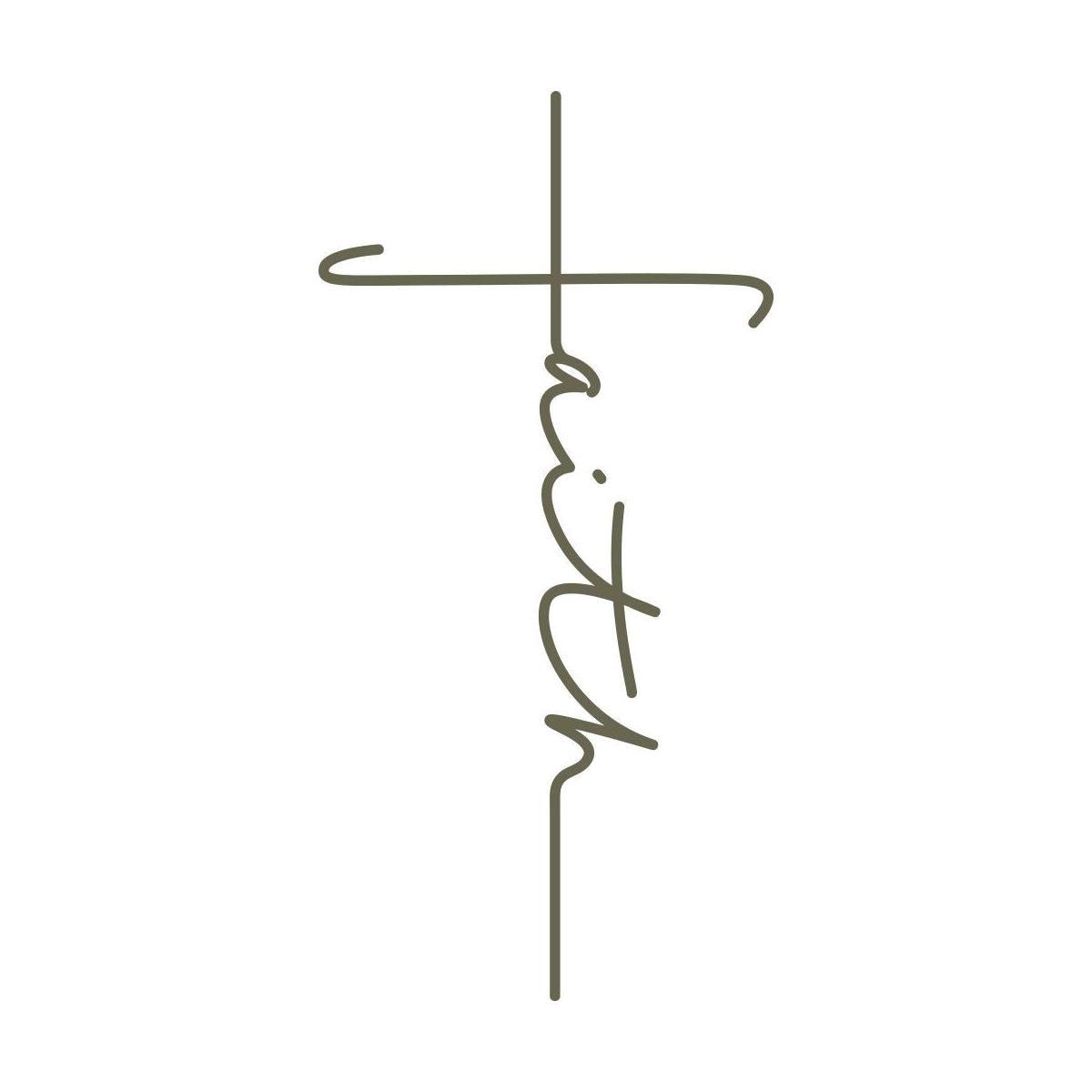 Handwritten-style “faith” design with the vertical stroke forming a cross—crafted as a Delrin leather stamp for adding meaningful, faith-based details to your leatherwork.