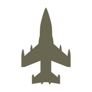 Delrin leather stamp with a modern fighter jet design, perfect for aviation and military-themed leatherworking projects.