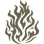 Tribal flame design with sharp, flowing lines representing fire and energy.
