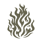 Tribal flame design with sharp, flowing lines representing fire and energy.