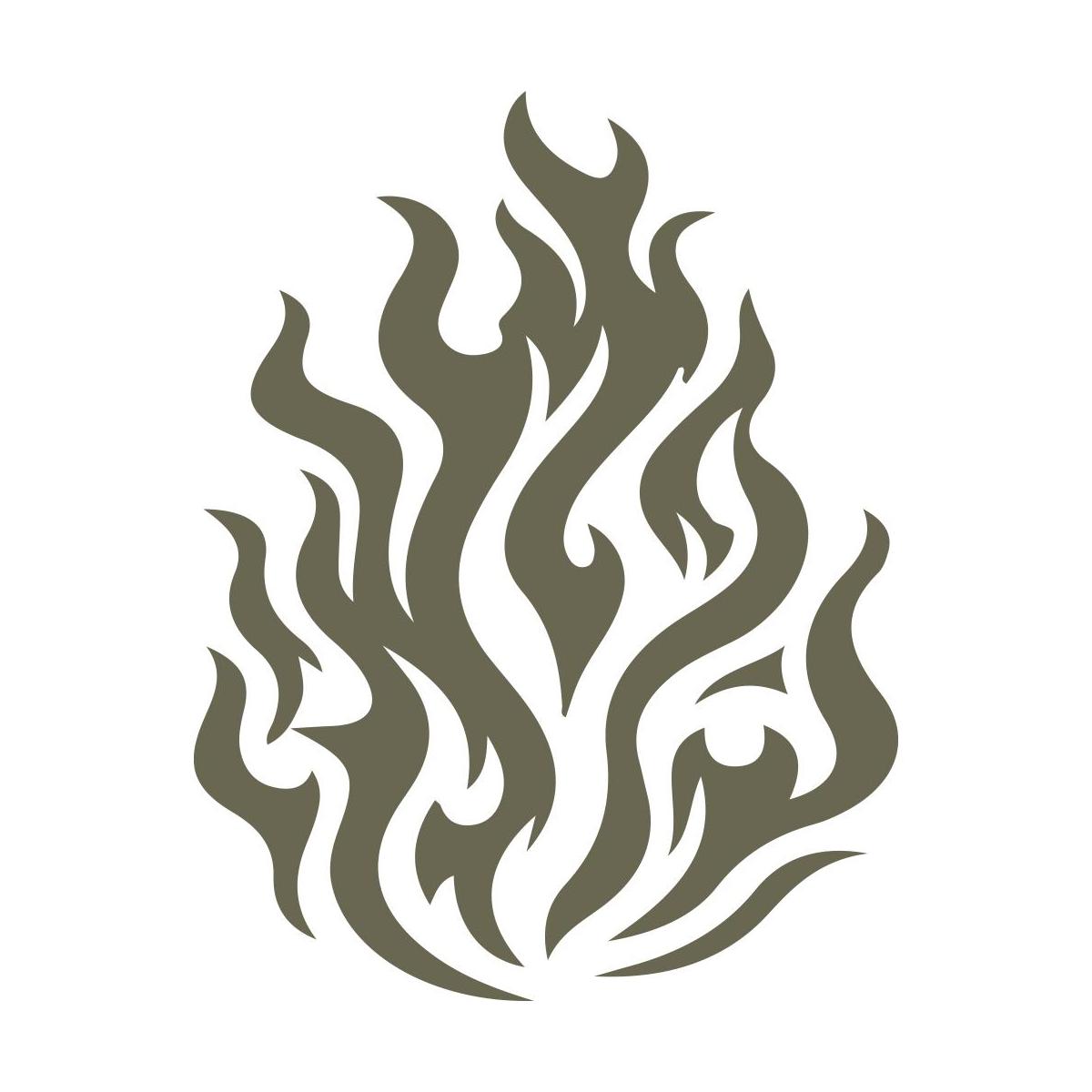 Tribal flame design with sharp, flowing lines representing fire and energy.