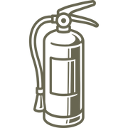 Delrin leather stamp design of a classic fire extinguisher with hose and handle—great for firefighter or safety-themed leather projects.