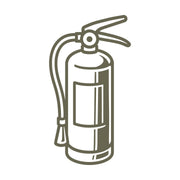 Delrin leather stamp design of a classic fire extinguisher with hose and handle—great for firefighter or safety-themed leather projects.