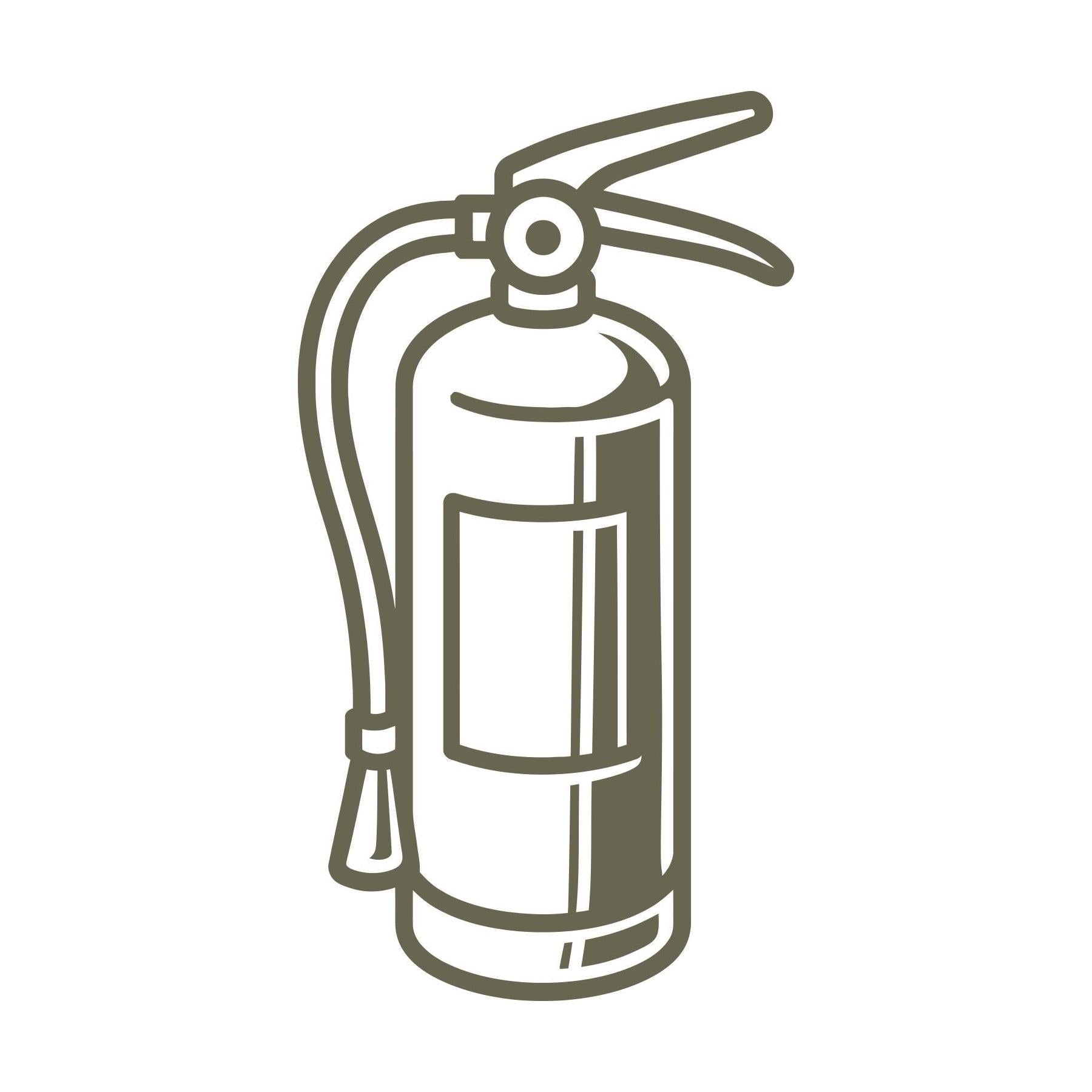 Delrin leather stamp design of a classic fire extinguisher with hose and handle—great for firefighter or safety-themed leather projects.