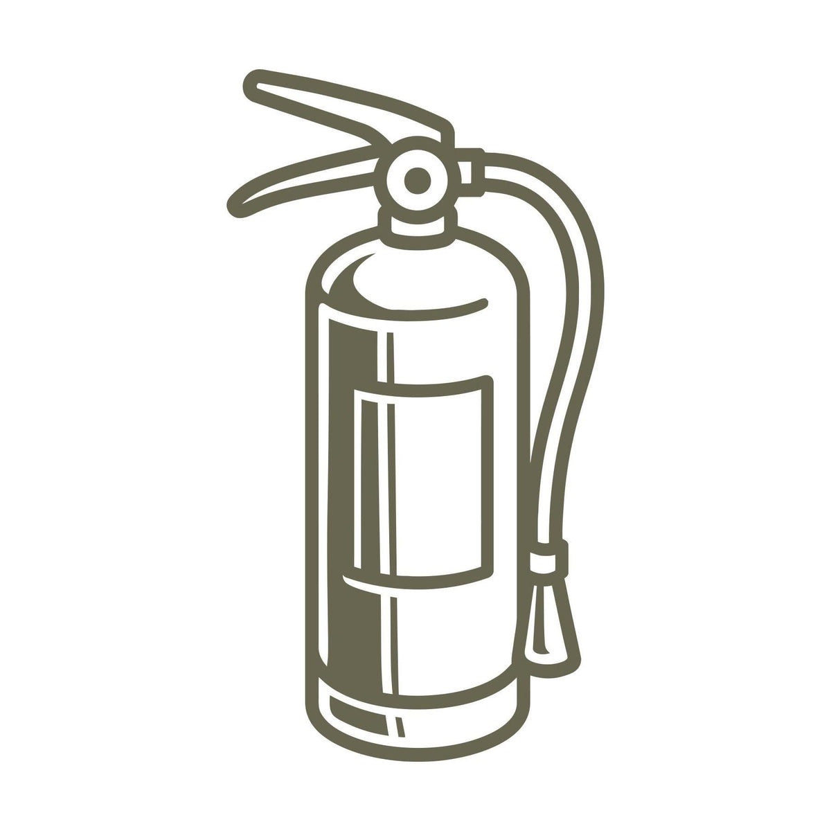Delrin leather stamp design of a classic fire extinguisher with hose and handle—great for firefighter or safety-themed leather projects.