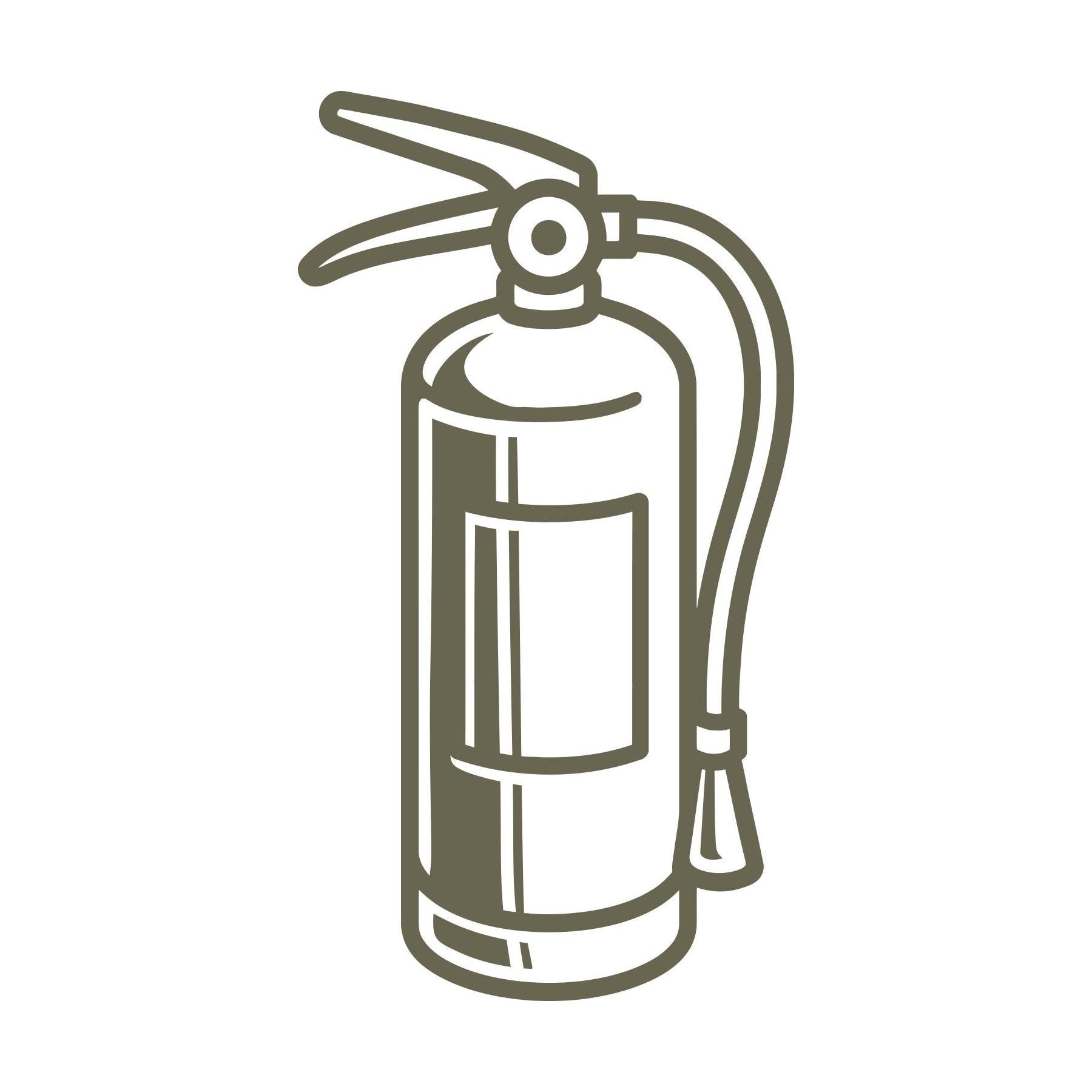 Delrin leather stamp design of a classic fire extinguisher with hose and handle—great for firefighter or safety-themed leather projects.